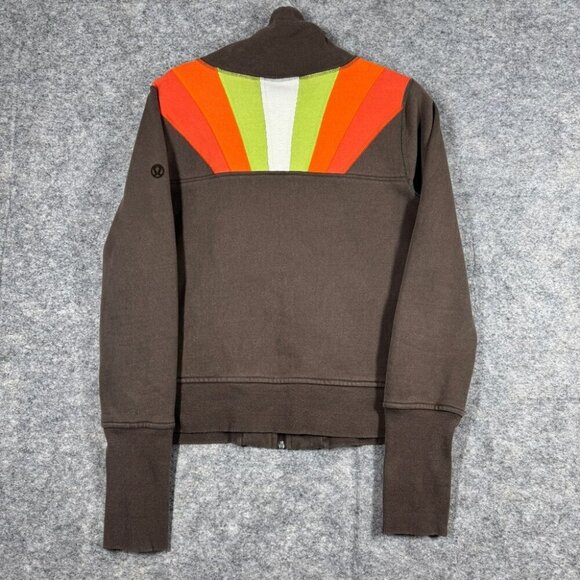 Lululemon Athletica Scuba Igloo Sunrise Rare  Zip Up Brown Jacket Size 8 - Picture 9 of 15